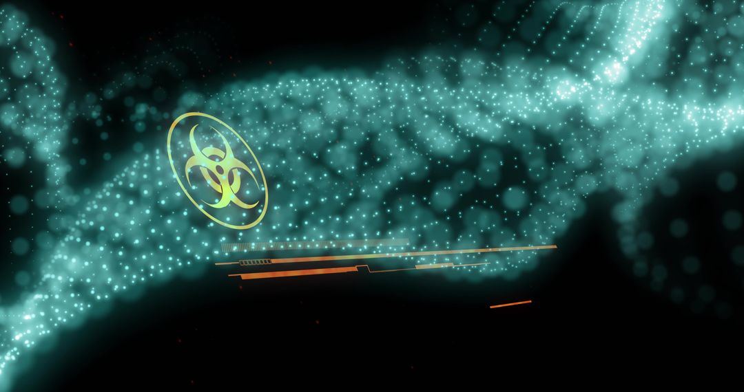 Abstract Biohazard Symbol in Futuristic Particle Wave
