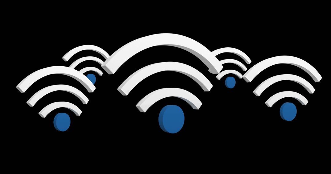 Abstract 3D WIFI Symbols Isolated on Black Background - Free Images, Stock Photos and Pictures on Pikwizard.com