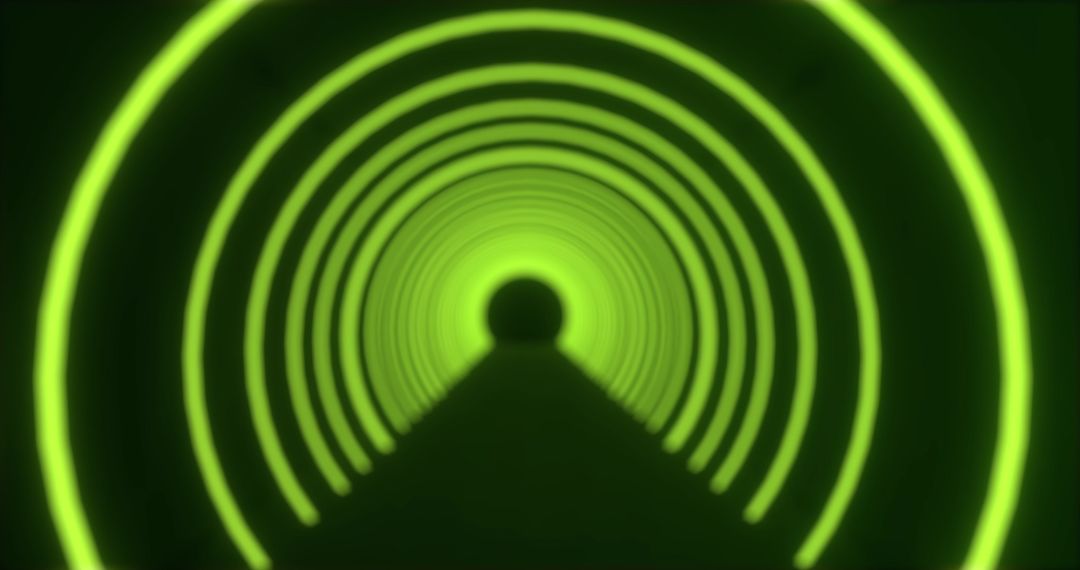 Dynamic Green Neon Tunnel with Pulsating Arcs