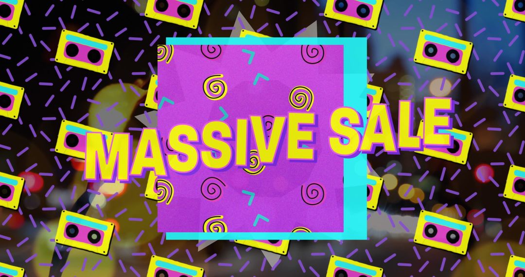 Massive Sale Banner Retro 80s Style