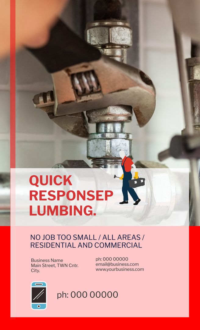 Quick Response Plumbing Service Advertisement with Contact Information - Download Free Stock Templates Pikwizard.com