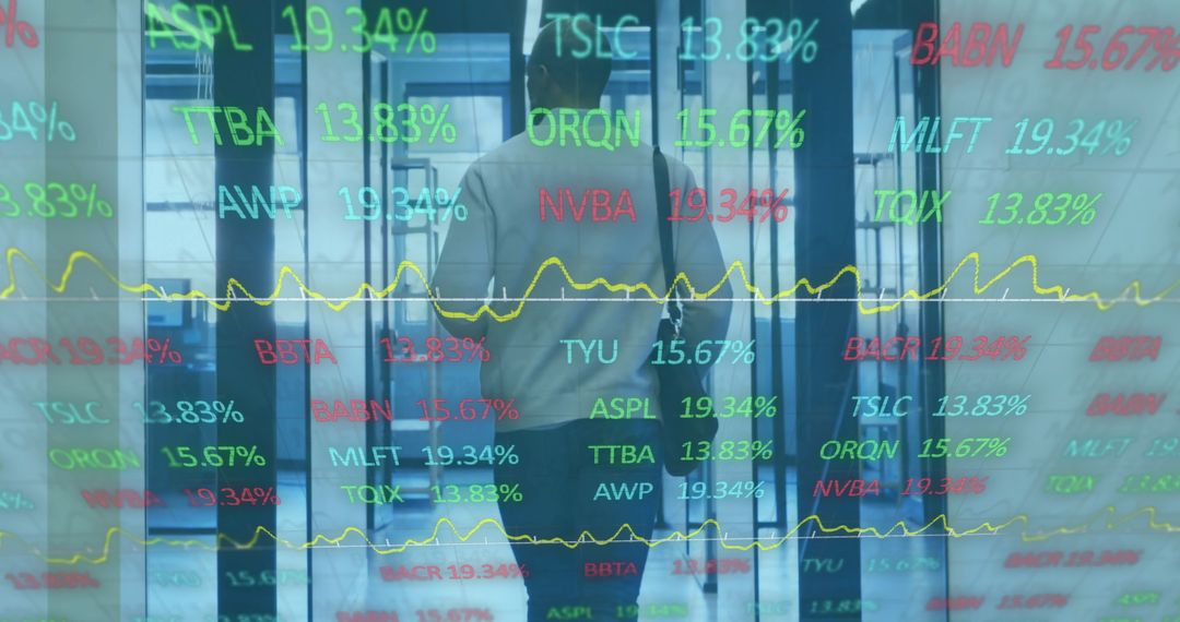 Businessman Analyzing Real-time Financial Data in Modern Office