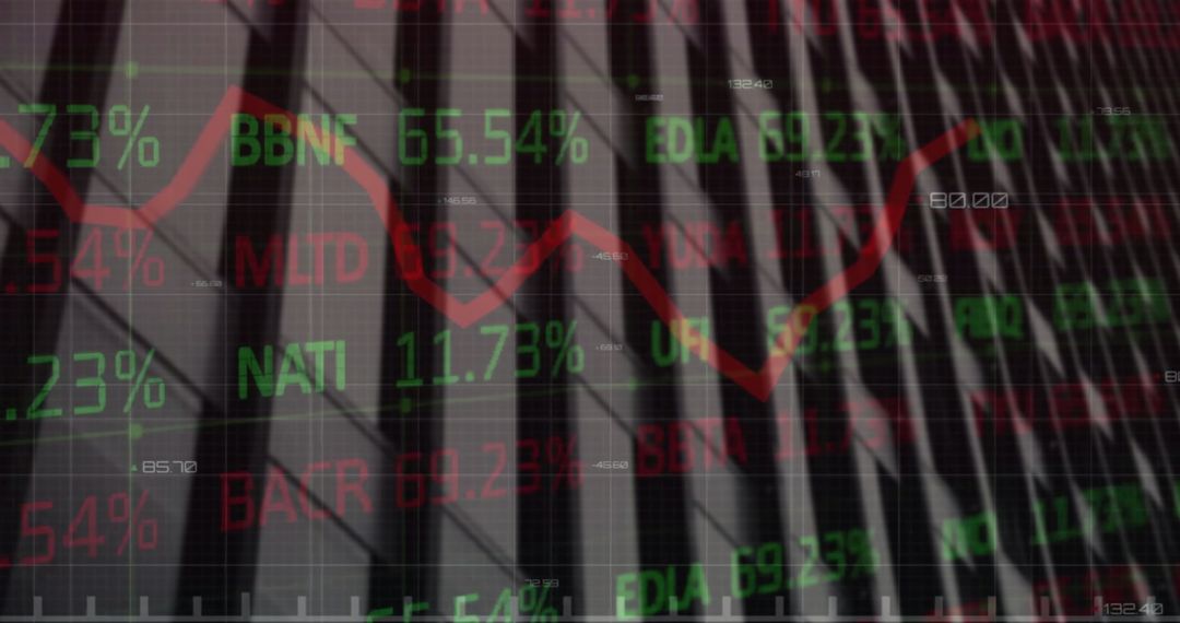 Stock Market Data with Office Building Reflection