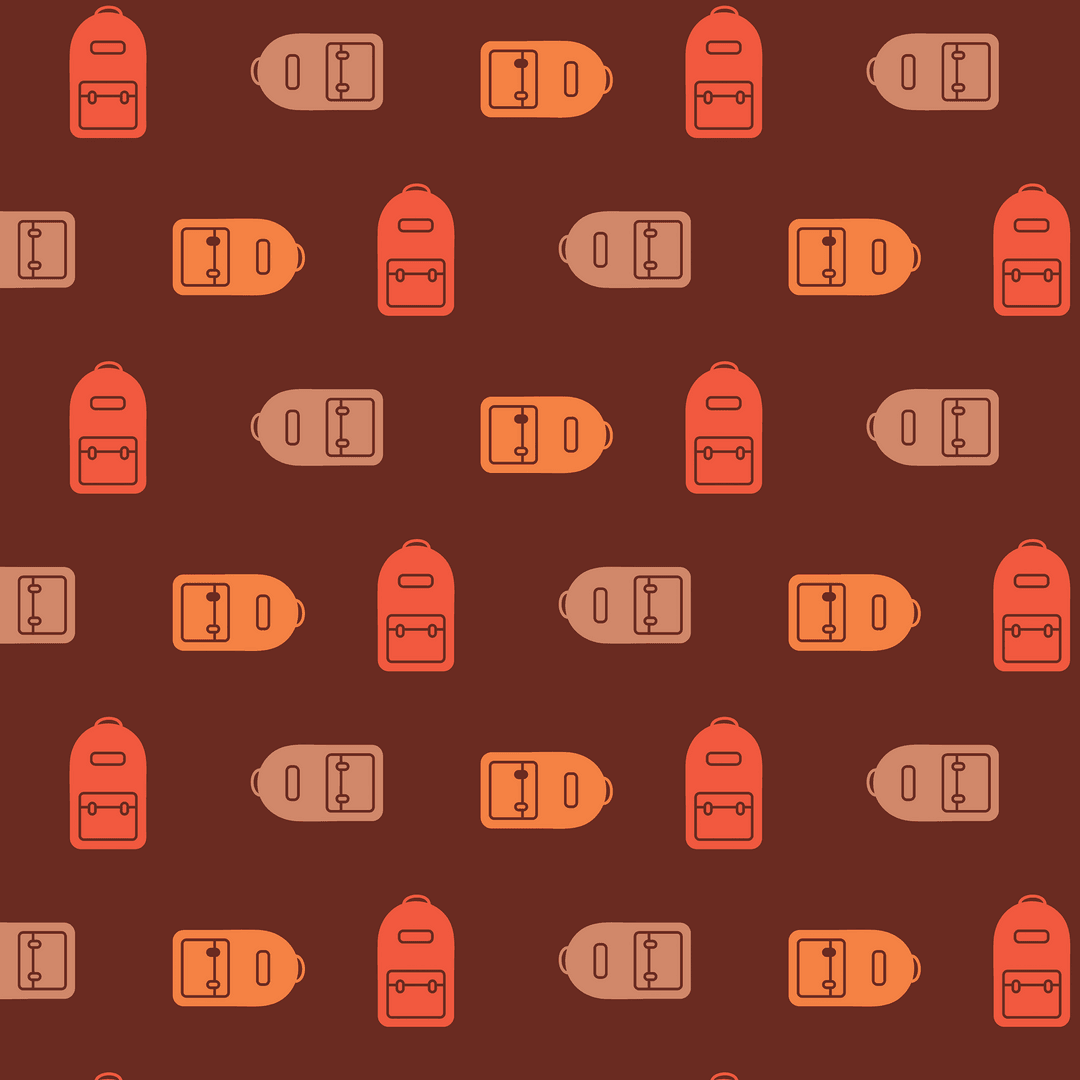 Colorful Backpack Pattern on Transparent Background for Designs