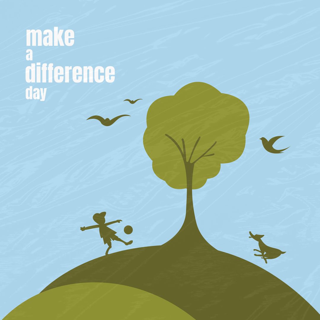 Celebrate Make a Difference Day with Child and Dog Playful Scene