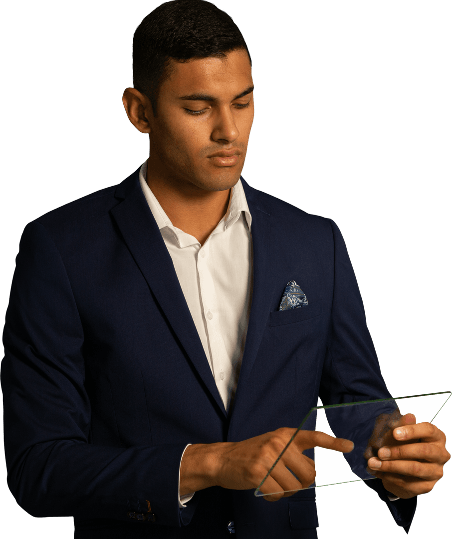 Transparent Interface Concept with Professional Man