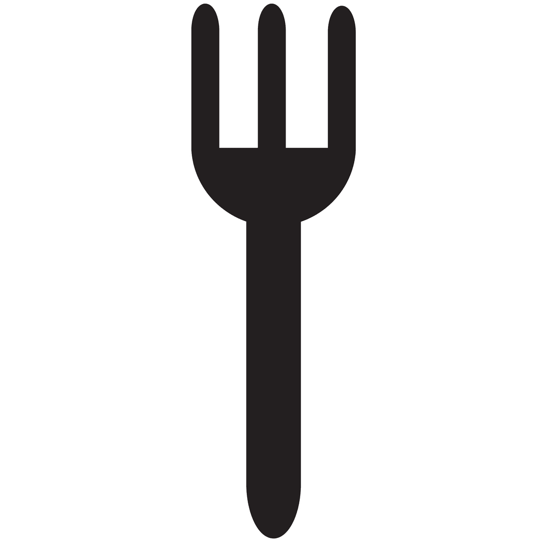Black Fork Silhouette Illustration on Transparent Background