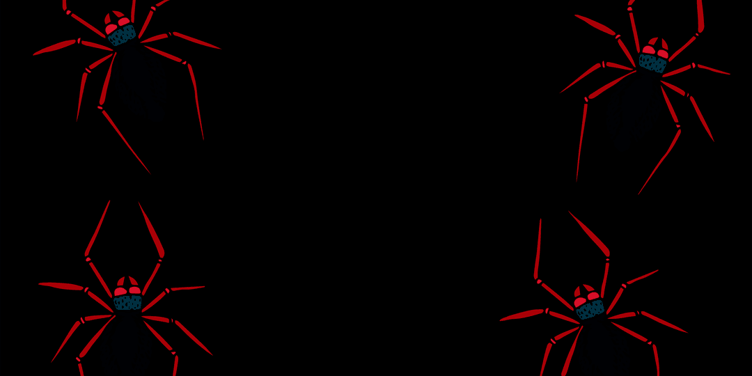 Digital illustration red spiders transparent background