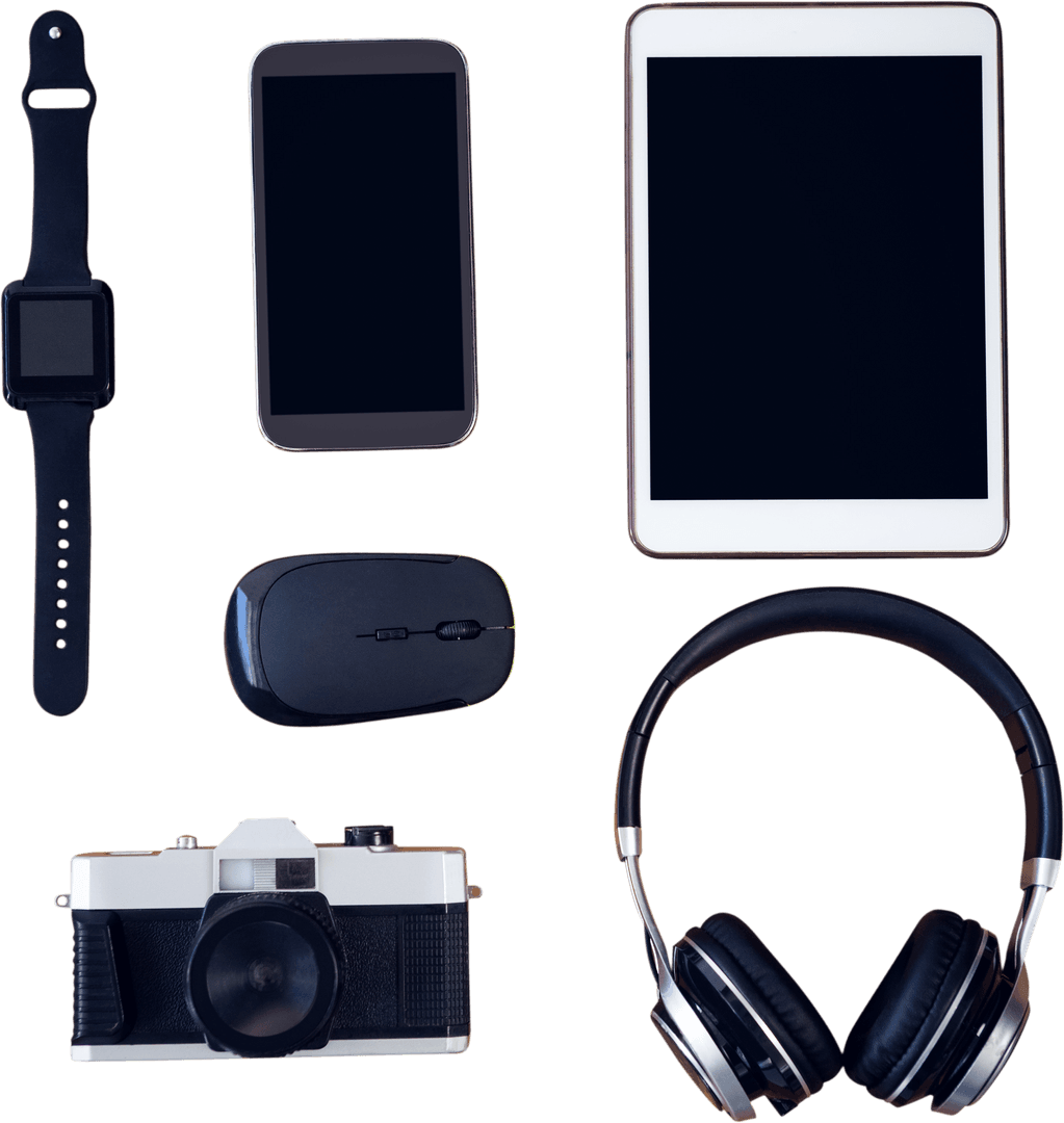 Transparent Electronics Set: Smartphone, Tablet, Headphones, and More