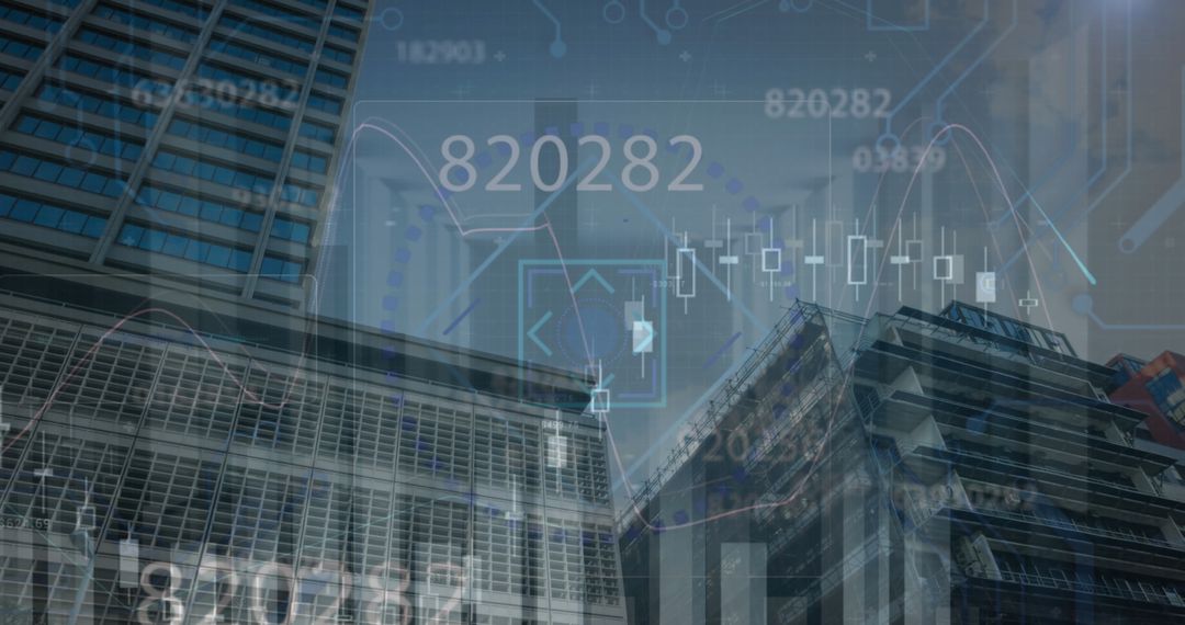 Futuristic Financial Data Projection on Urban Skyline