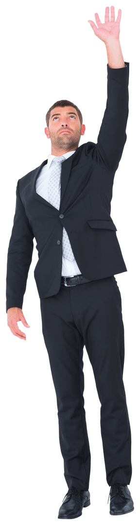 Transparent Businessman Reaching Upward Ambitiously