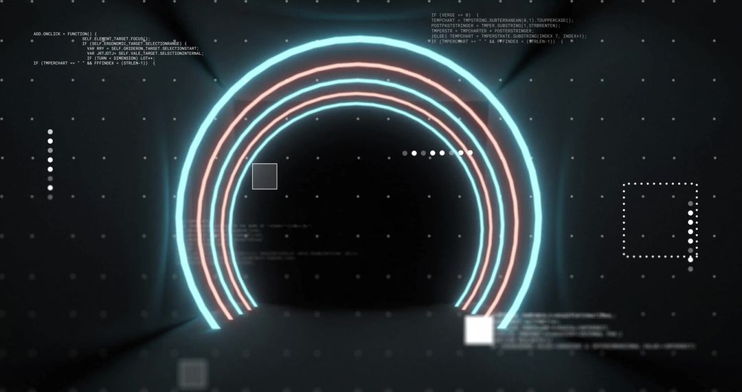Futuristic Data Processing Display with Neon Arc