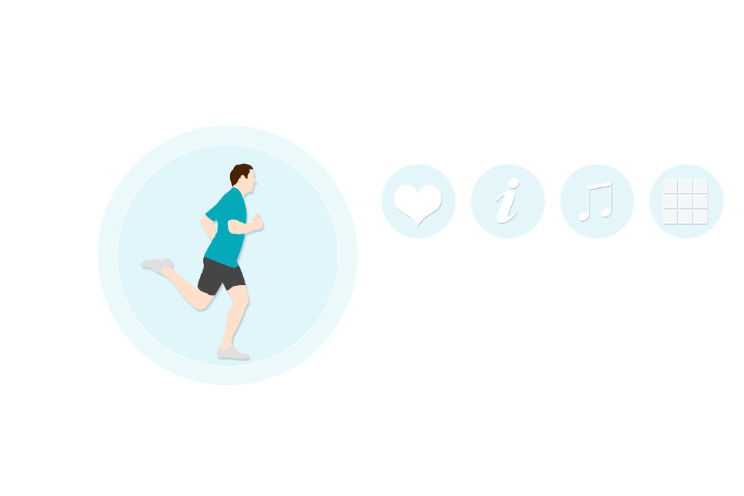 Digital Illustrated Symbols on Transparent Background with Person Running
