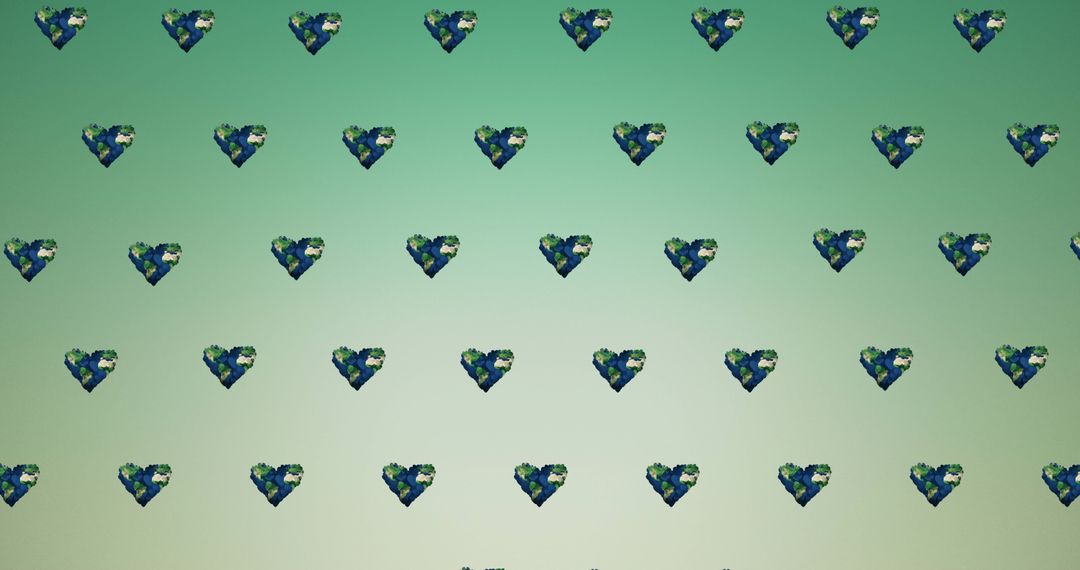 Heart Shape Earth Pattern on Green Background Promoting Global Conservation