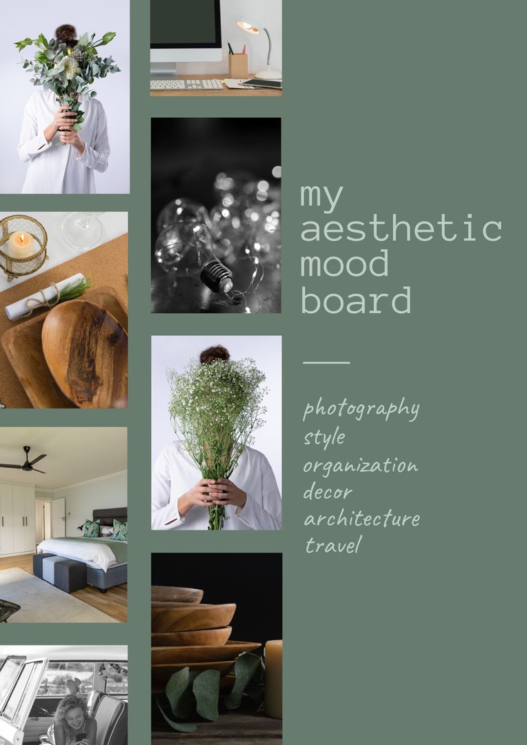 Stylish Mood Board with Floral Elements and Interior Design - Download Free Stock Images Pikwizard.com