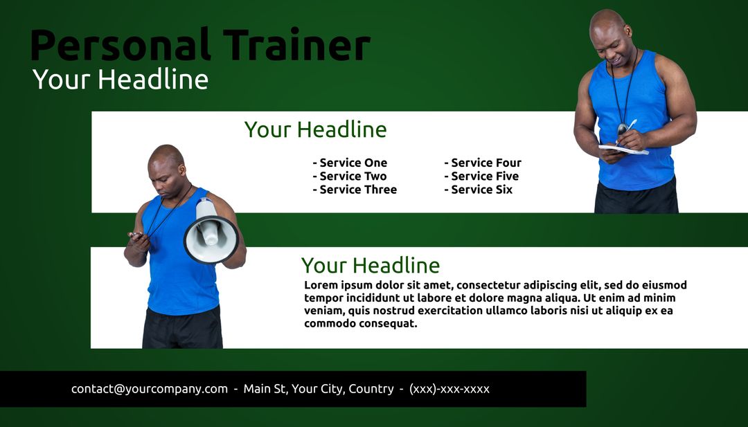 Dedicated Personal Trainer Coaching and Wellness Promotion Template - Download Free Stock Templates Pikwizard.com