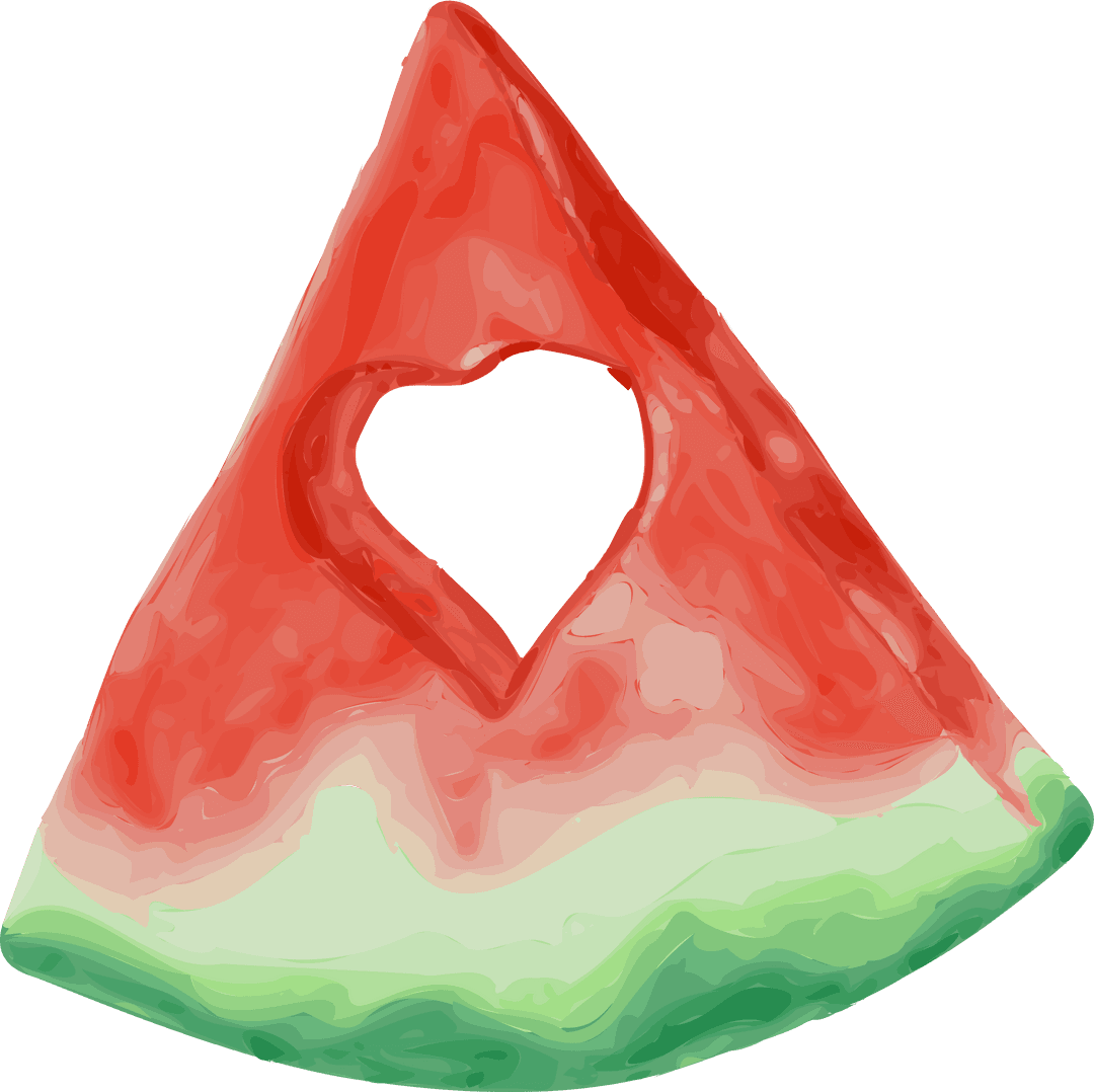 Triangular Watermelon Slice with Heart Cutout on Transparent Background