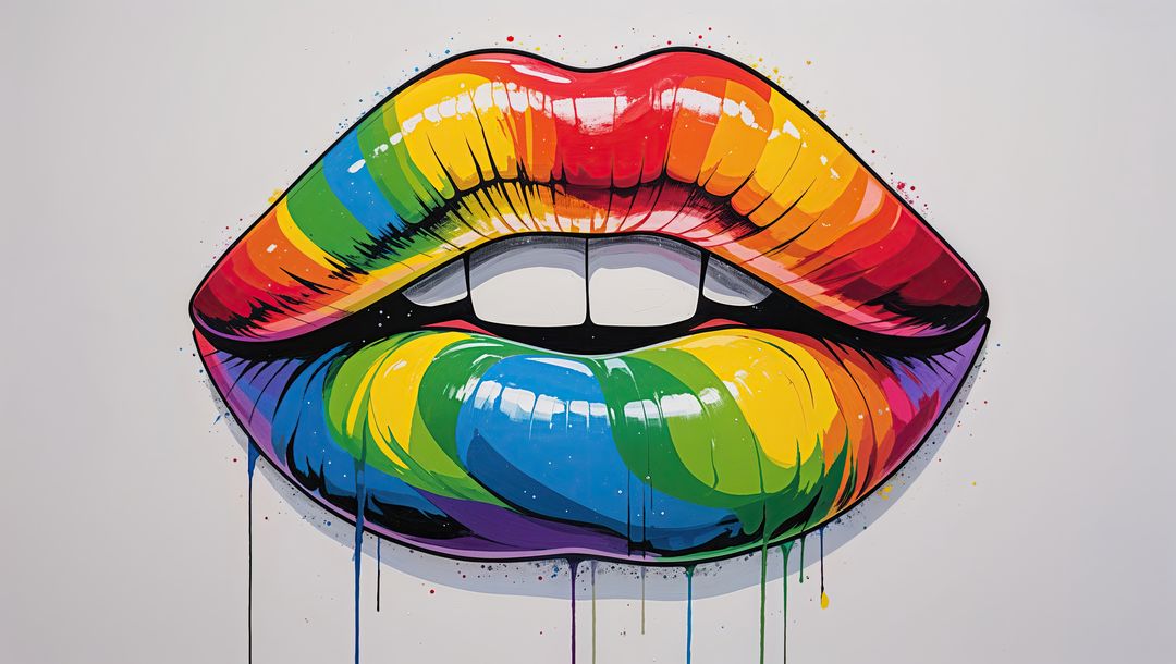 Vibrant Rainbow Lips Art Expressing Bold Color Transition