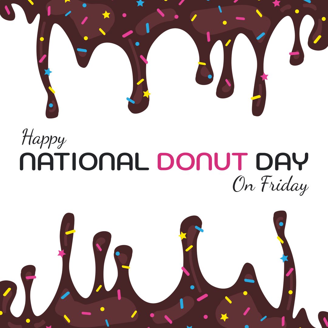 National Donut Day Celebration with Colorful Chocolate Drizzle