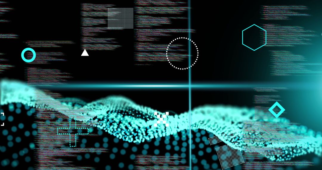 Data processing visualization with network waves and digital interface