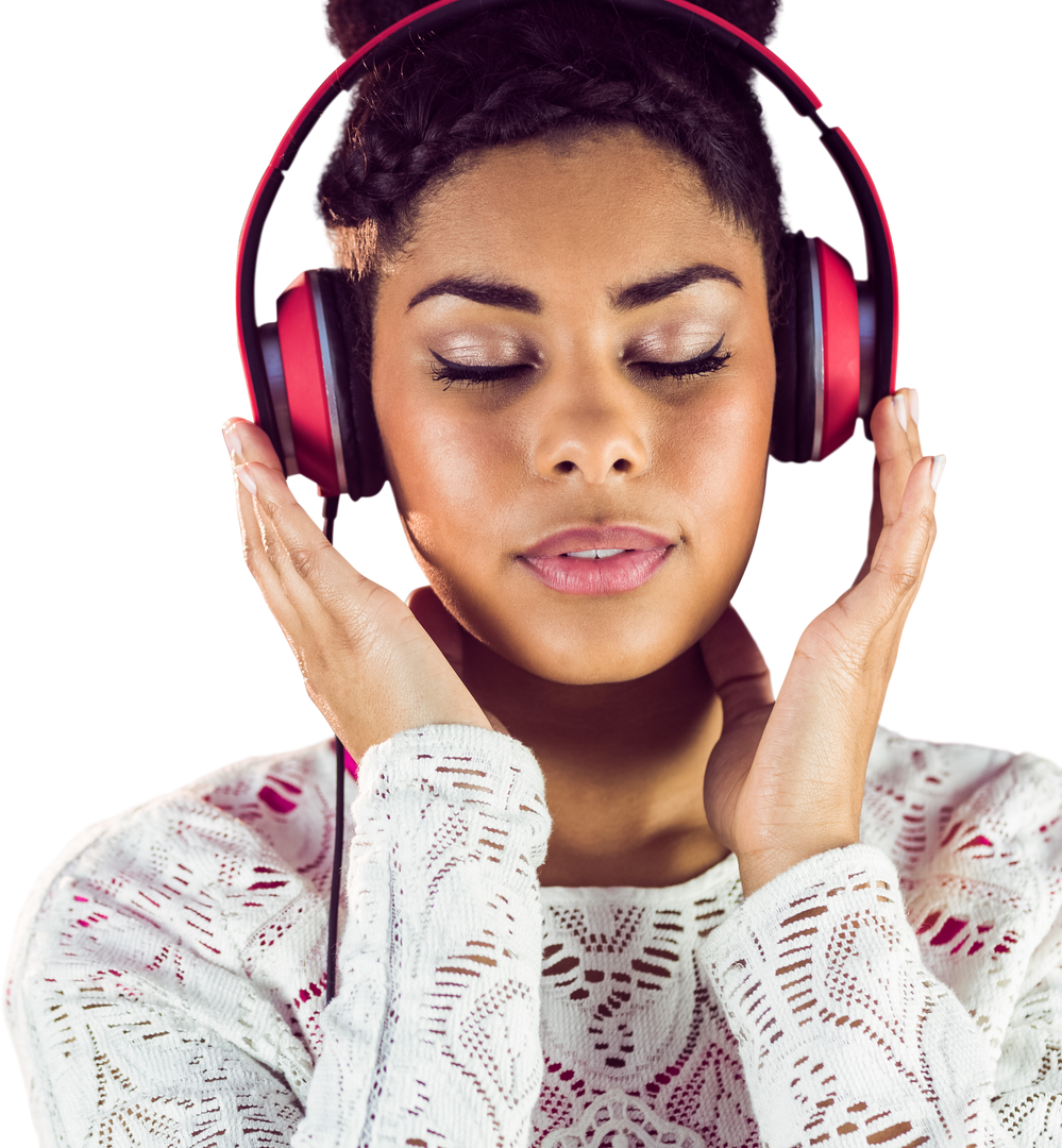 Transparent Background Relaxed Woman Enjoying Music with Headphones - Download Free Stock Images Pikwizard.com