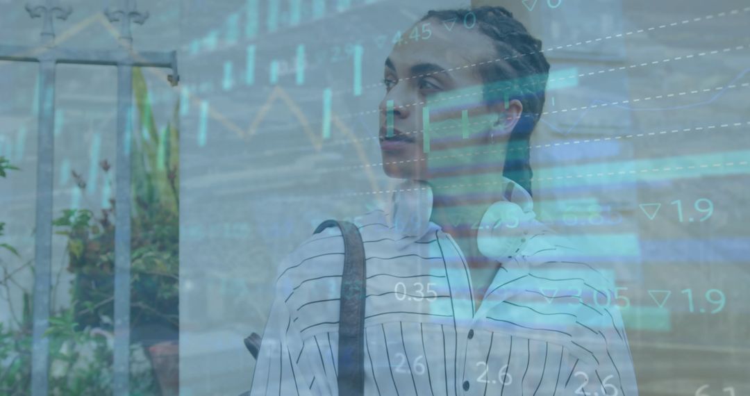 Businesswoman Analyzing Financial Data on the Move