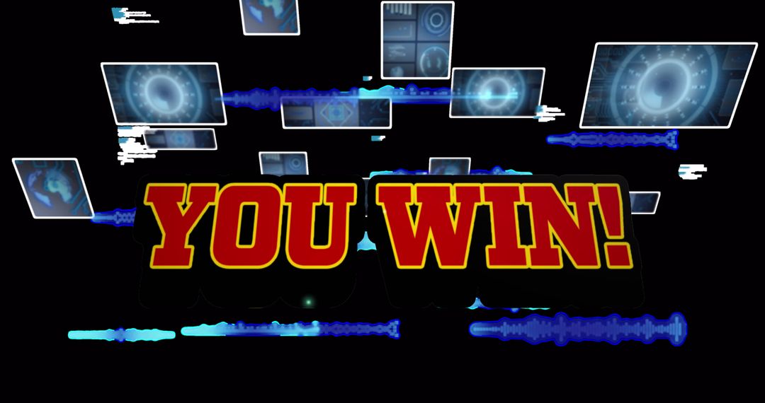You Win Text in Digital Abstract Display