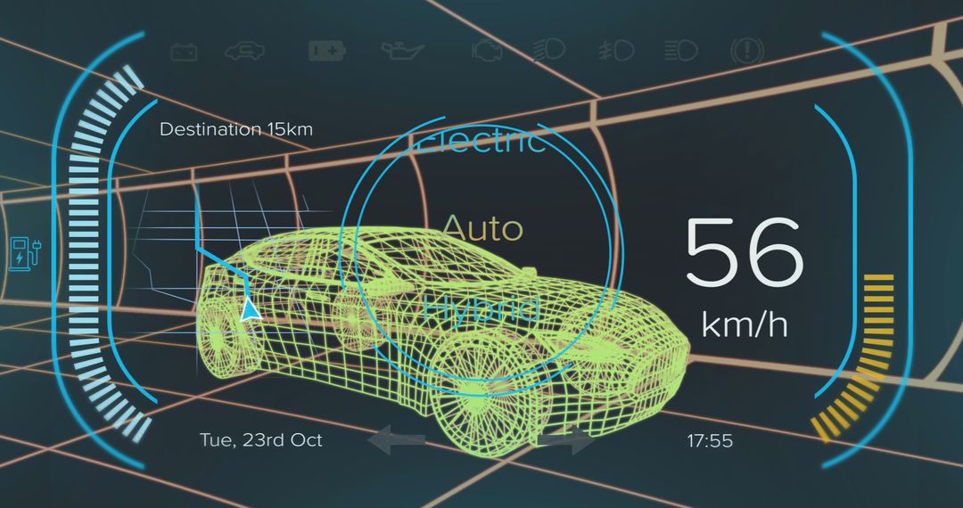 Innovative Electric Car Dashboard Interface with Futuristic Design Elements