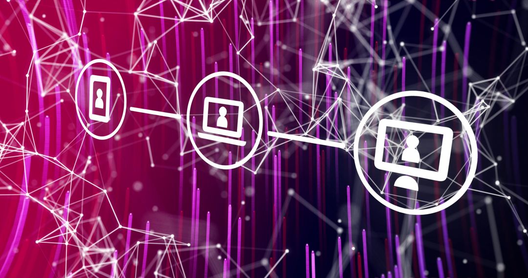 Digital Connections and Communications Network with Technology Icons