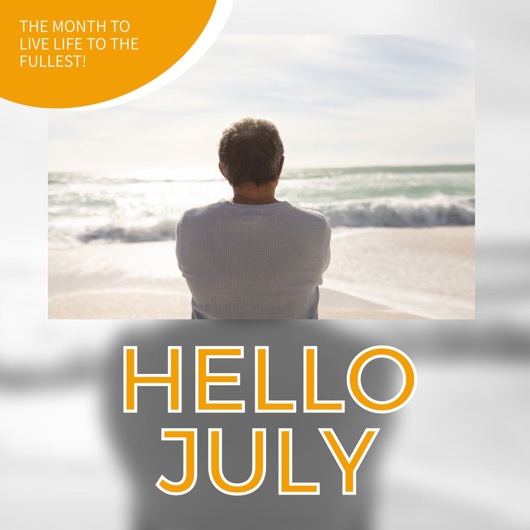 Senior Man Contemplating Ocean on Sunny July Day