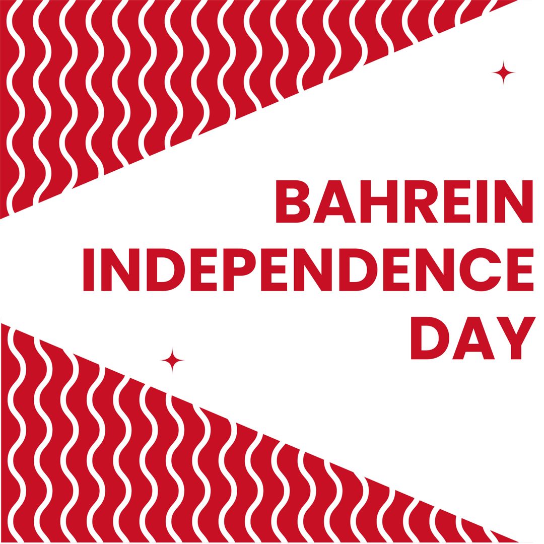 Bahrain Independence Day Celebration Banner with Red and White Waves