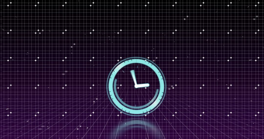 Digital Clock in Futuristic Glowing Space