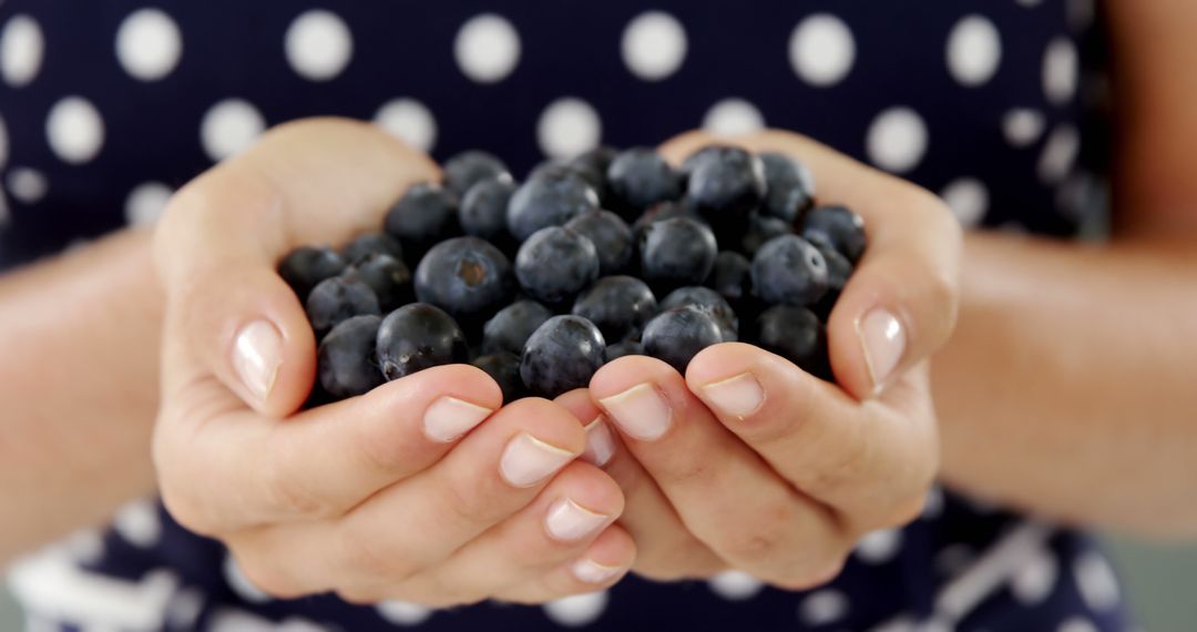 Handful of Fresh Blueberries with Polka Dot Background - Free Images, Stock Photos and Pictures on Pikwizard.com