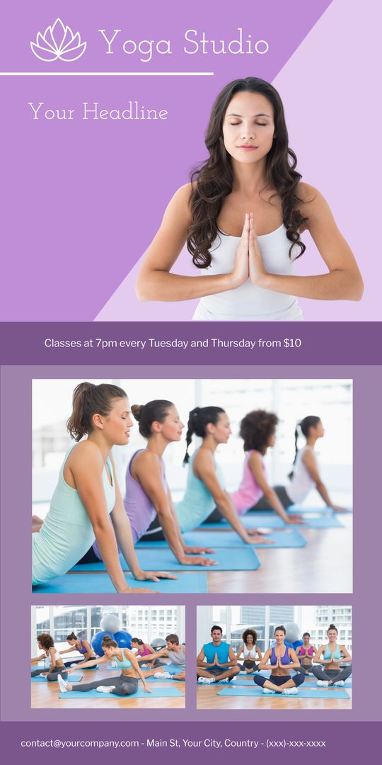 Yoga Studio Banner with Tranquil Pose for Wellness Classes