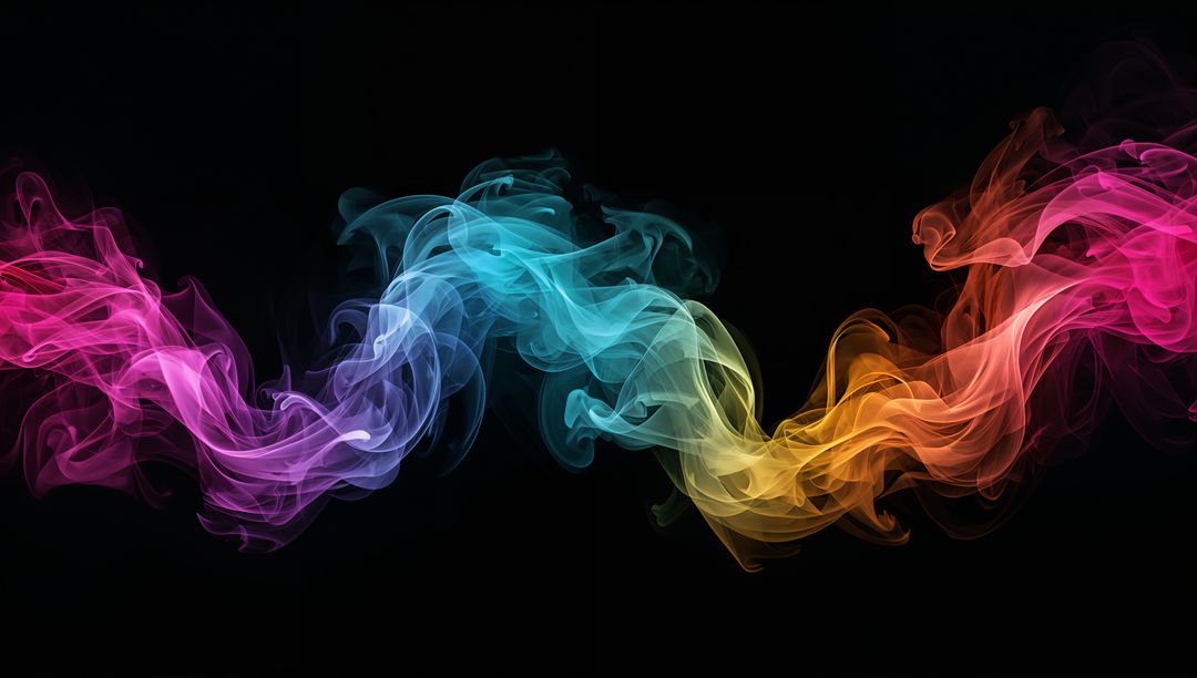 Colorful Swirling Smoke Ribbon in Abstract Digital Art