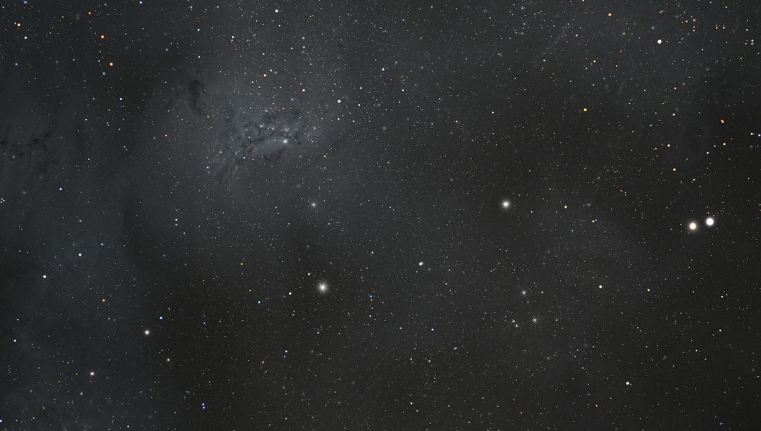 Deep Sky Nebula and Dense Star Field with Bright Double Star Pair through Telescope