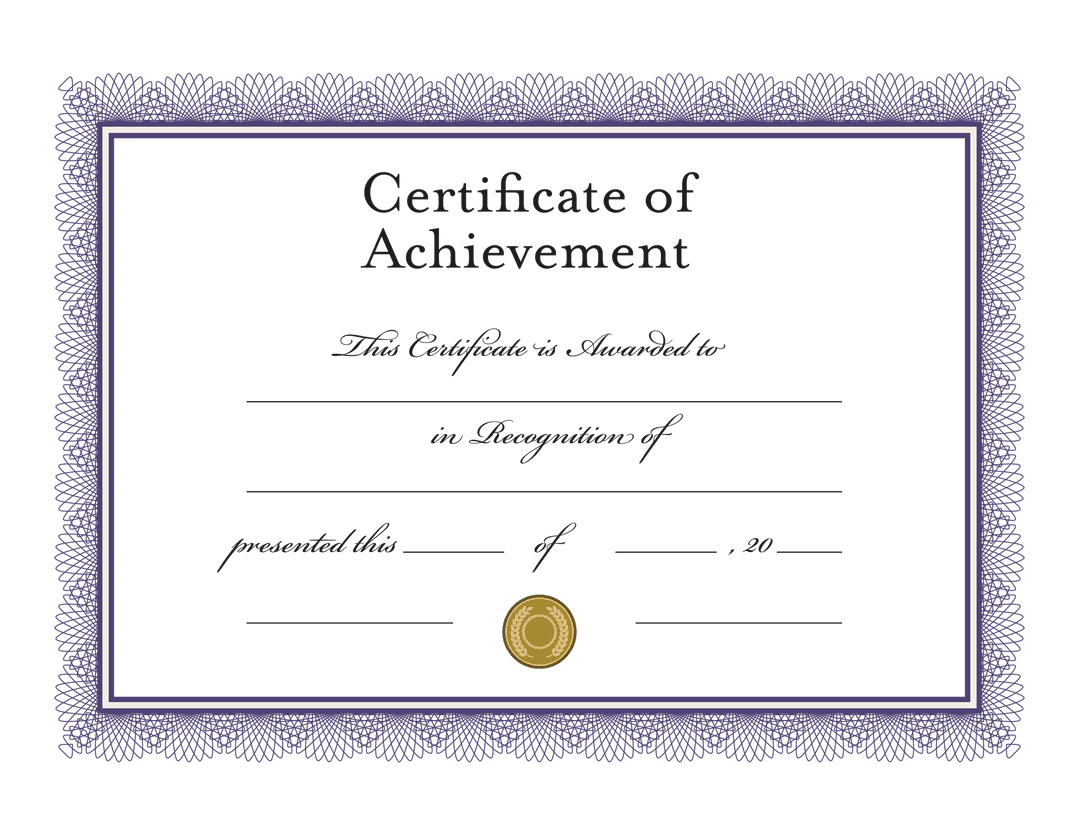 Elegant Certificate of Achievement on Transparent Background