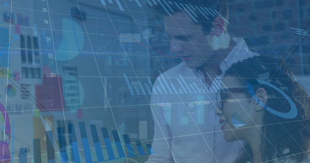 Coworkers Analyzing Data with Overlay of Graphs and Technology Elements