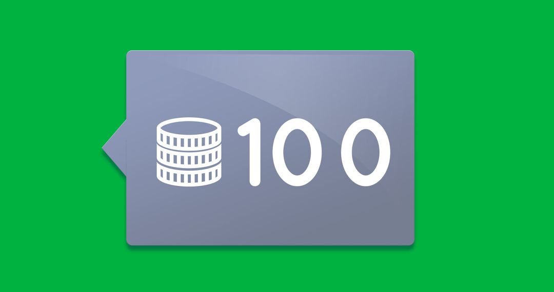 Digital Currency 100 Coins on Green Background