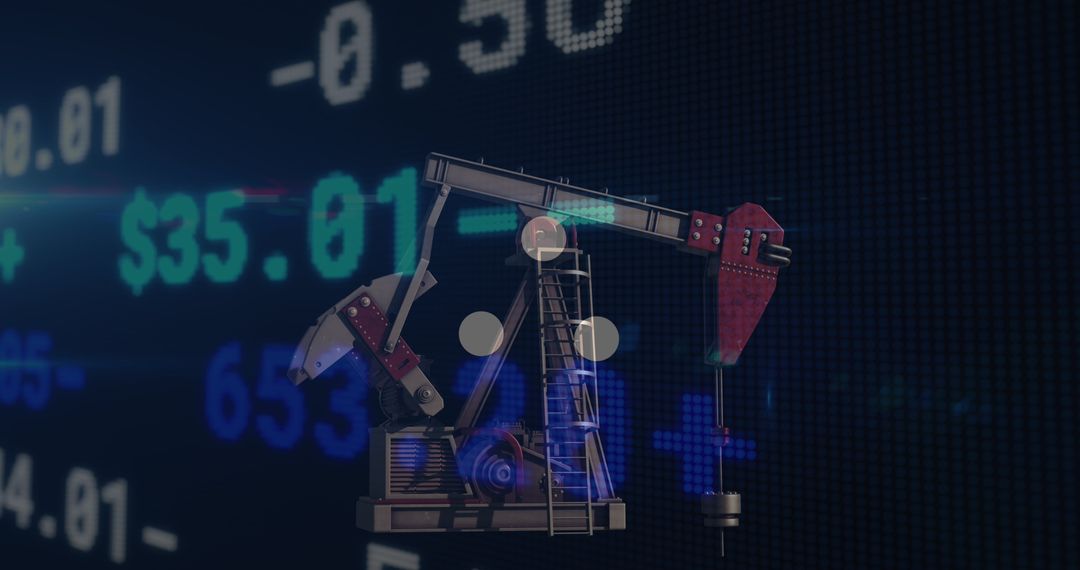 Stock Market Indicators Over Abstract Pumpjack