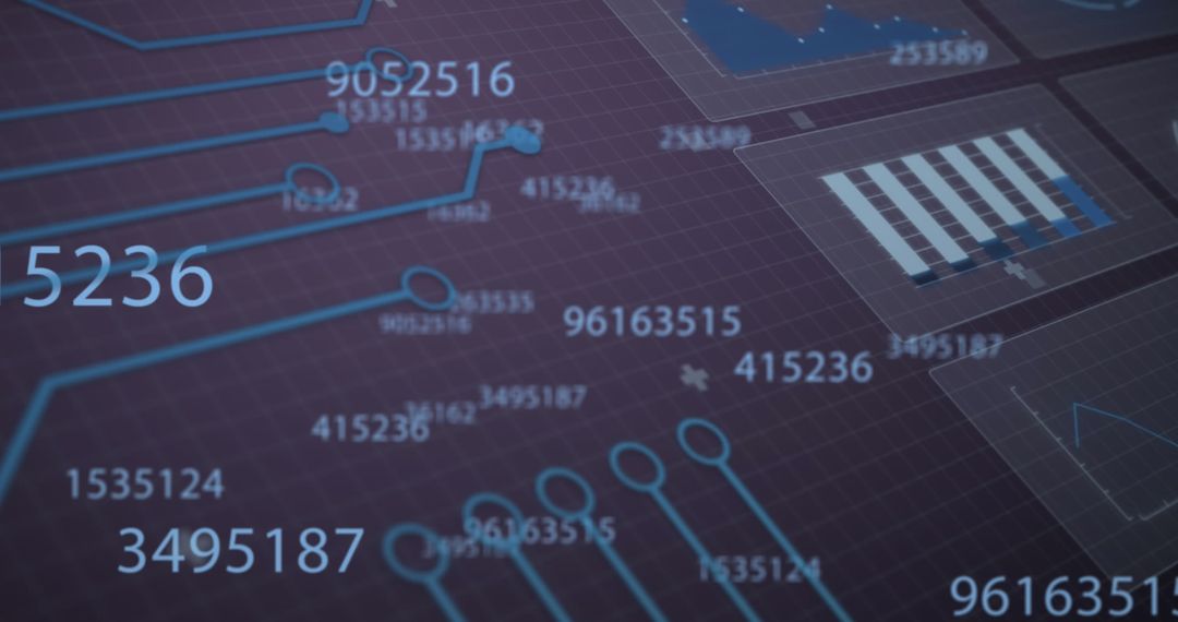 Digital Circuitry with Dynamic Data Overlay on Purple Background