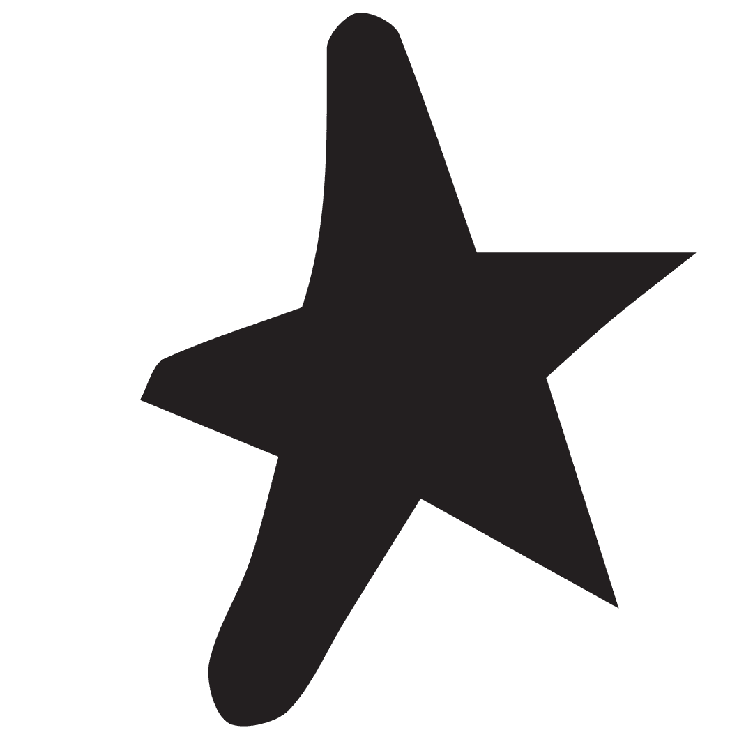 Abstract Black Star with Copy Space Transparent Background