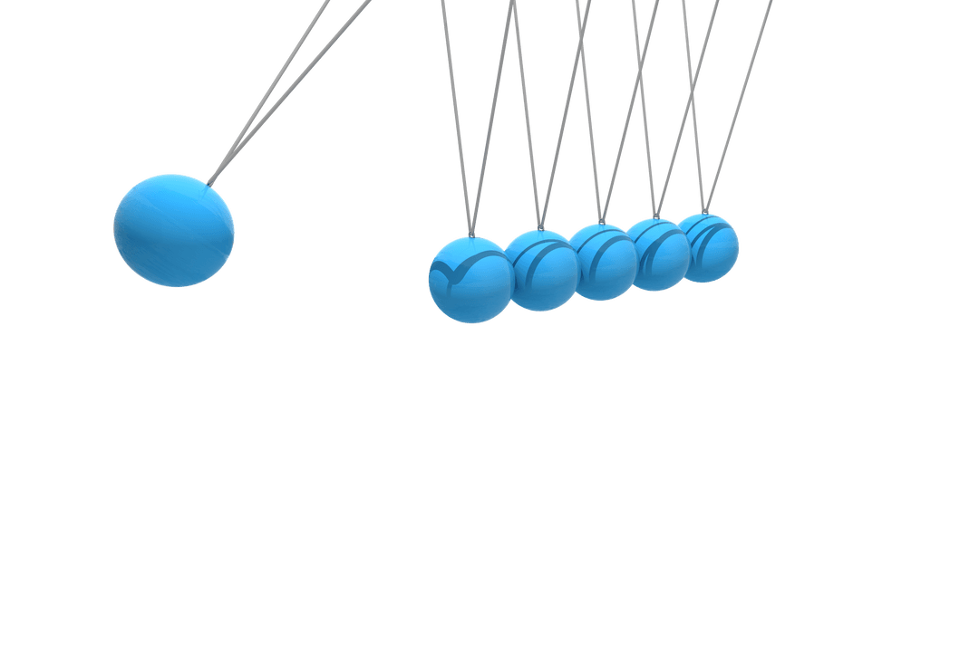 Blue Hanging Newton's Cradle on Transparent Background