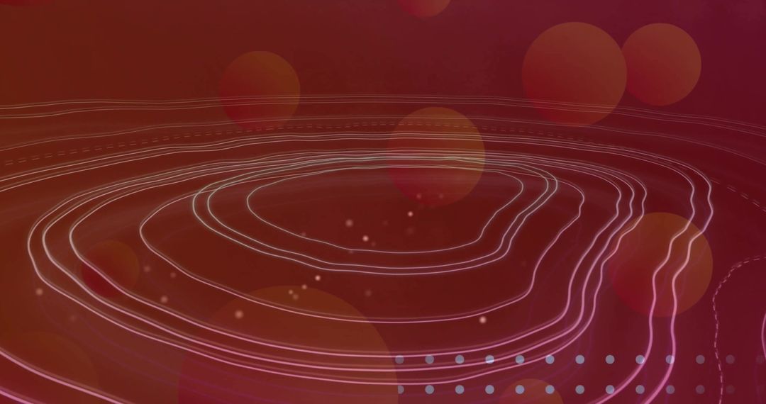 Abstract Waveforms and Circles on Red Background