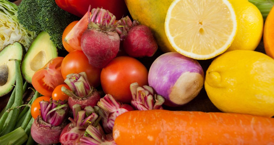 Vibrant Array of Fresh Organic Fruits and Vegetables