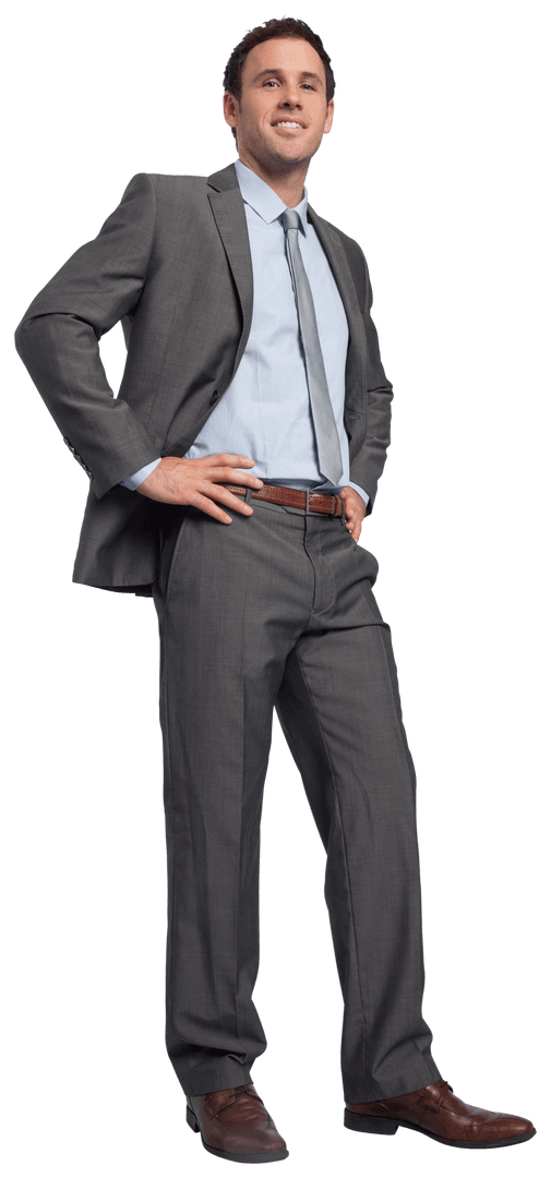 Confident Businessman Posing in Suit with Transparent Background