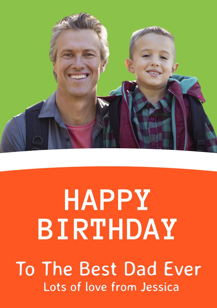 Happy Birthday Greeting Card with Loving Dad and Child - Download Free Stock Templates Pikwizard.com