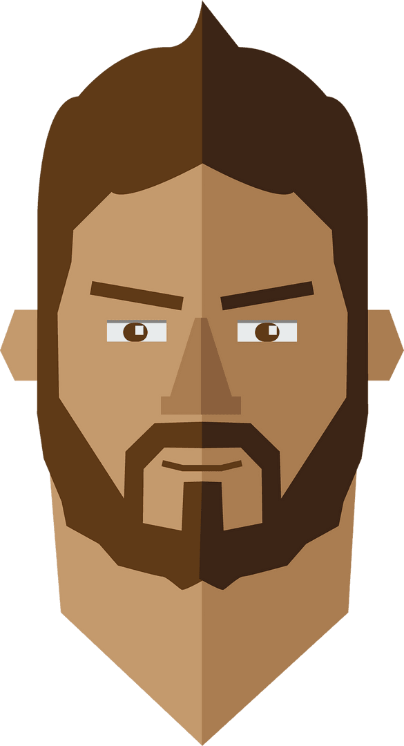 Bearded Caucasian Man Illustration on Transparent Background