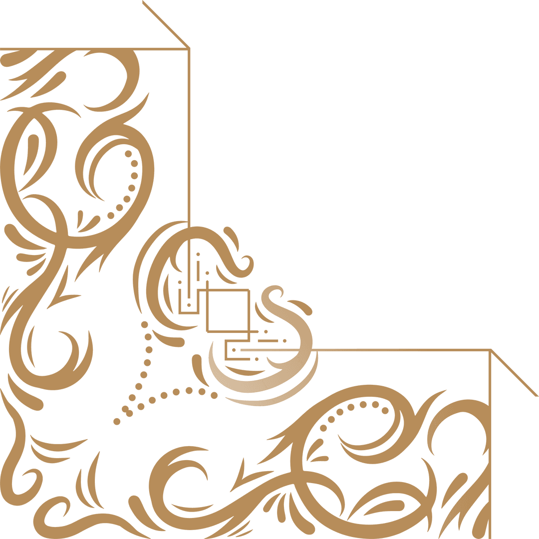 Elegant Ornate Gold Corner Motif on Transparent Background for Decorative Use