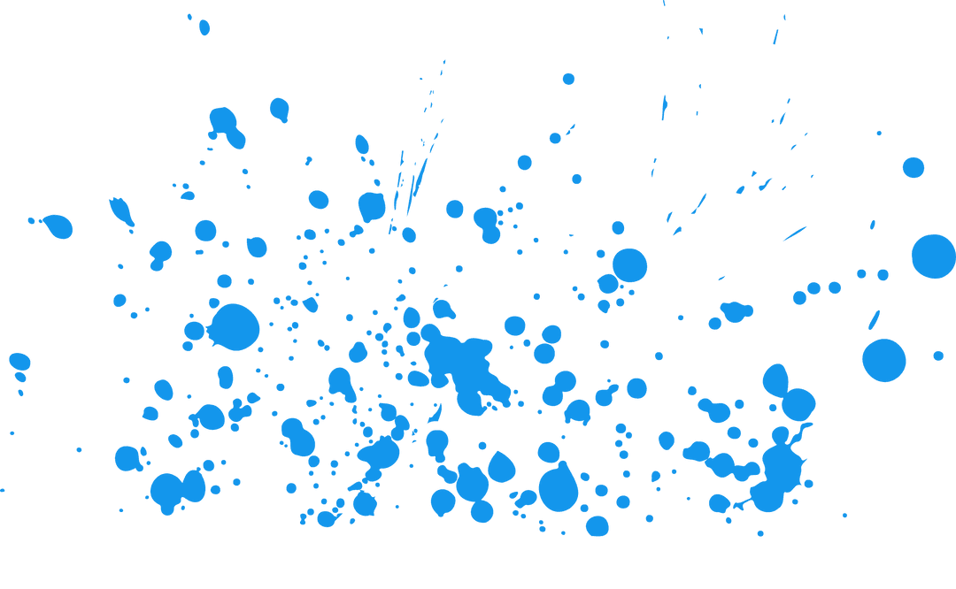 Vibrant Blue Splatters on Transparent Background for Modern Design